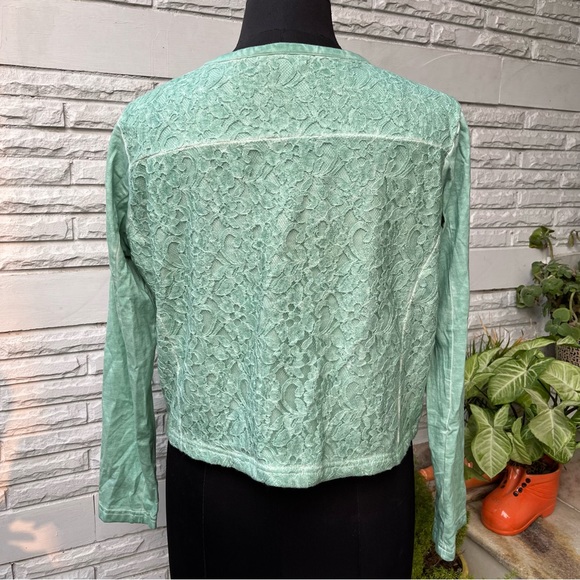 Mint Green Shrug/ Jacket with Lace all over - Picture 2 of 3